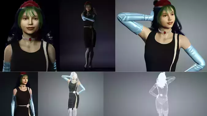 Stylized Female Character Rigged PBR Game Ready