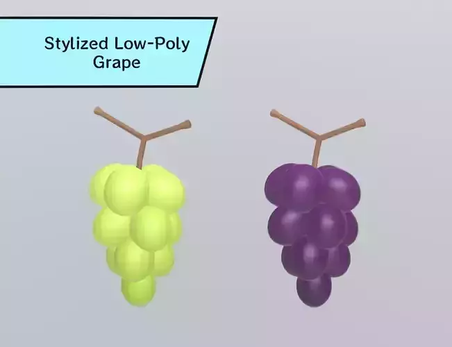 Stylized Low-Poly Grape Cluster