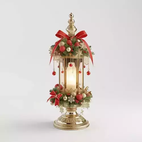 Ornate Golden Christmas Lantern 3D Model