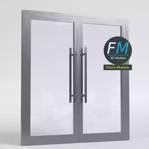 Double glass door with pull handles