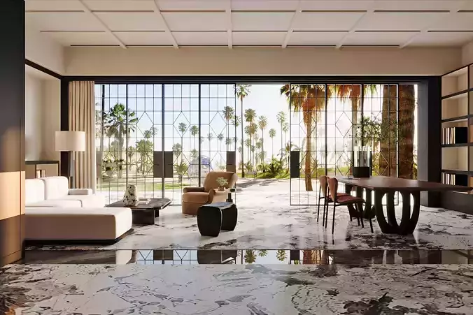 Modern Luxury Coastal Office Lounge