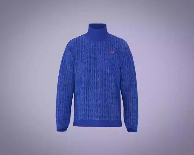 Mens high neck sweater with red color tipping