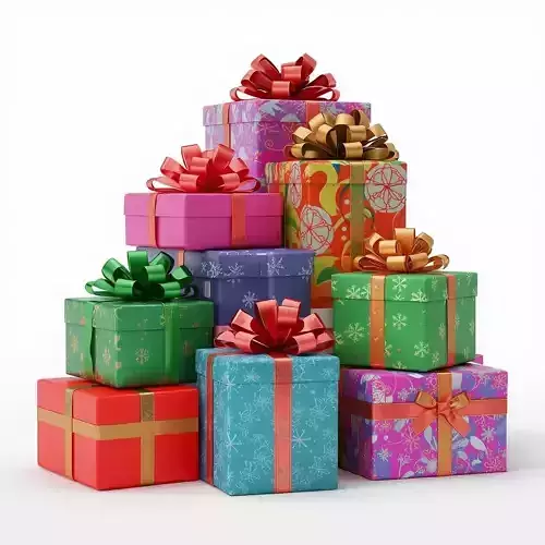 Assorted Stack of Christmas Presents 3D Model