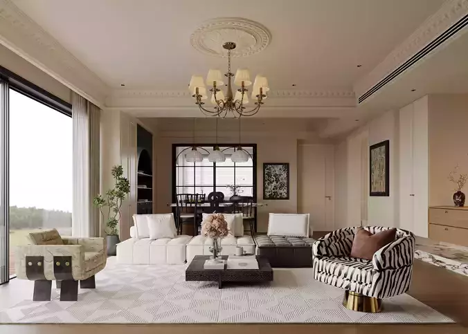 Modern Classic Living and Dining Room