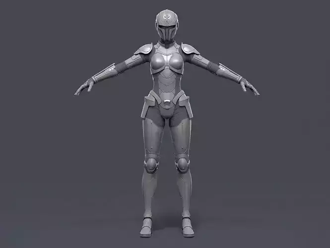 Sleek Sentinel Female Combat Armor 3D Model