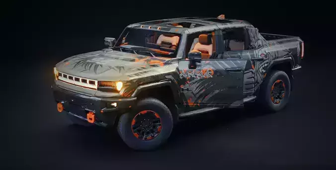 HUMMER EV 2022 Inferno Beast Livery Rigged Low-poly 3D model