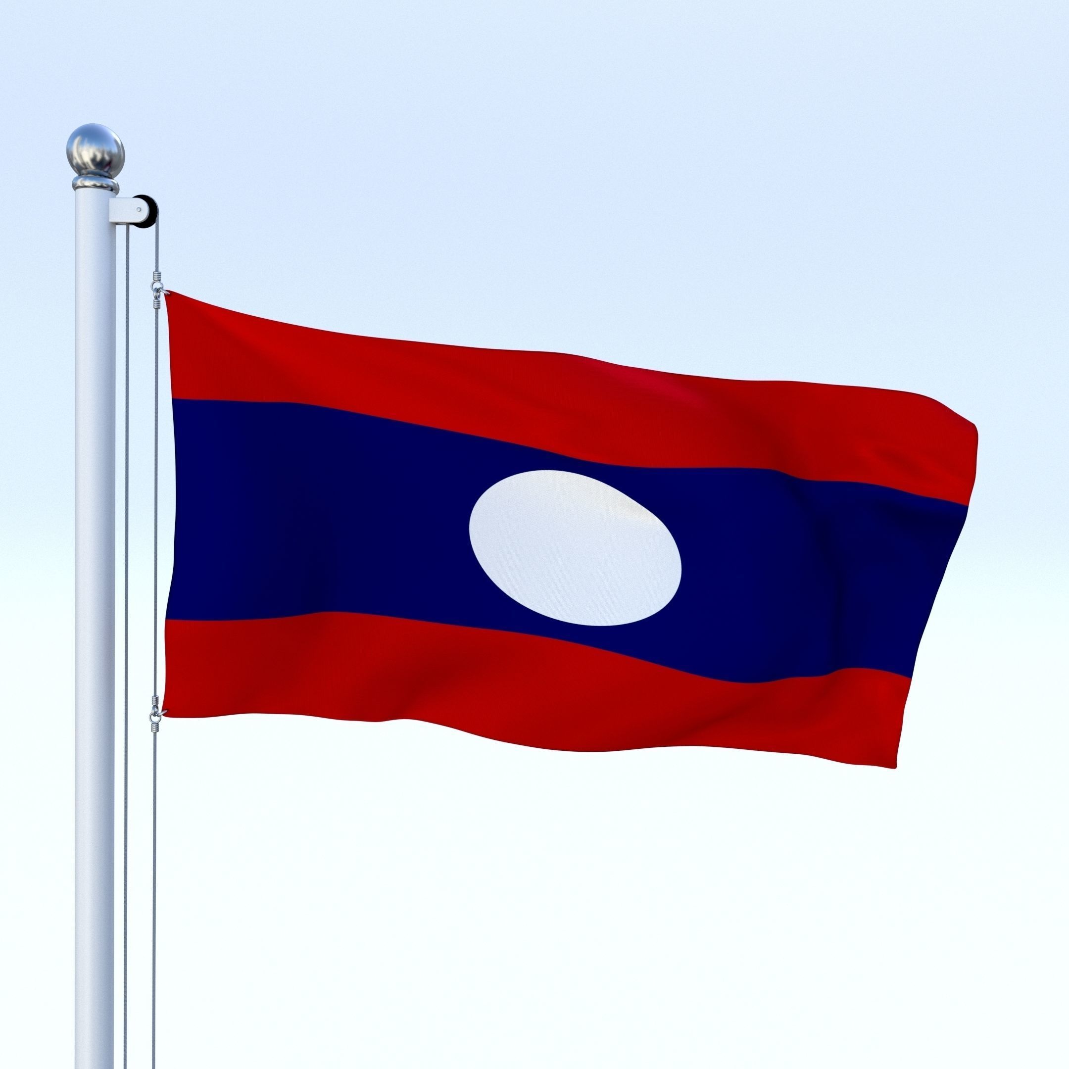 Animated Laos Flag Low-poly 3D model_2