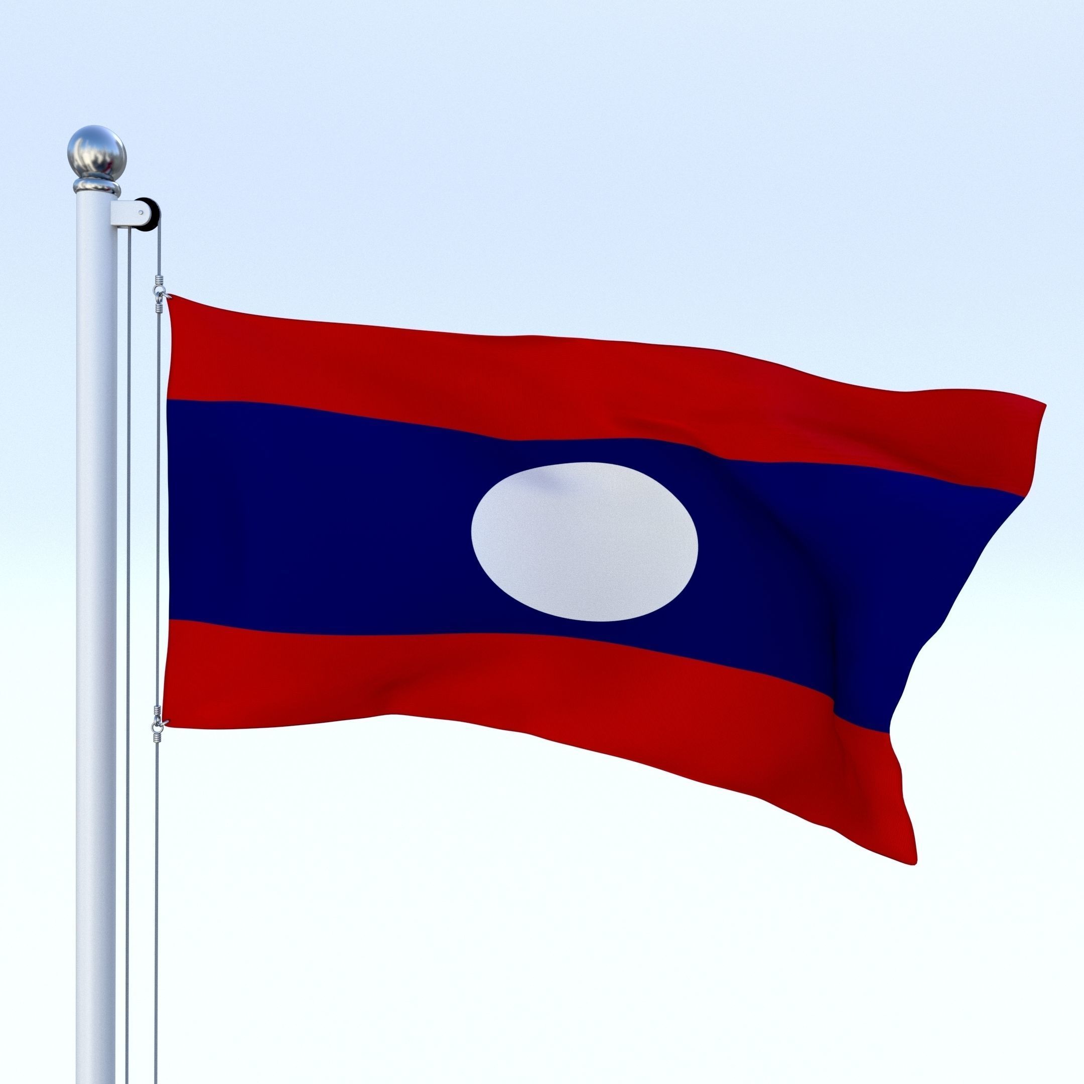 Animated Laos Flag Low-poly 3D model_1
