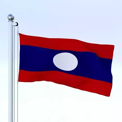 Animated Laos Flag Low-poly 3D model
