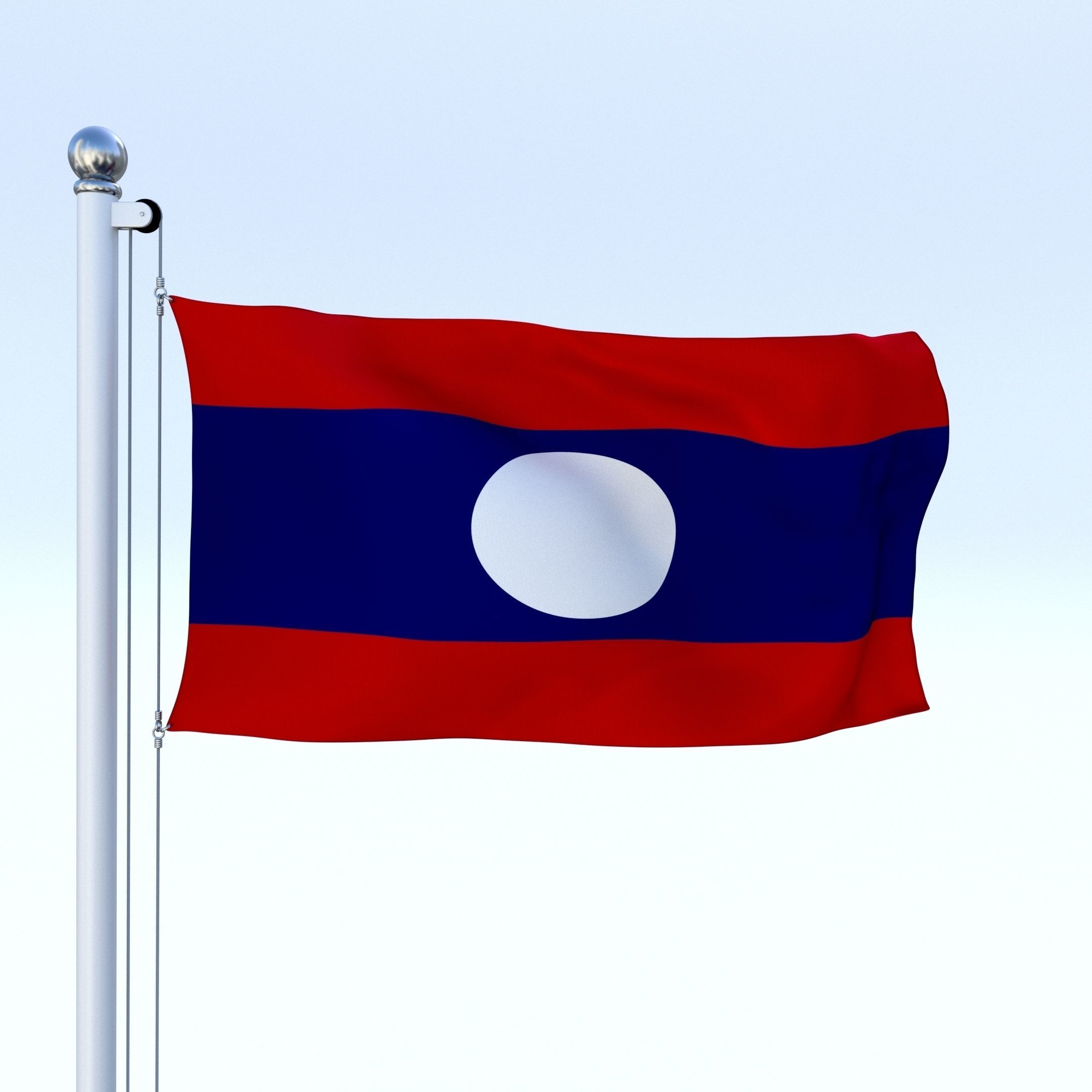 Animated Laos Flag Low-poly 3D model_18
