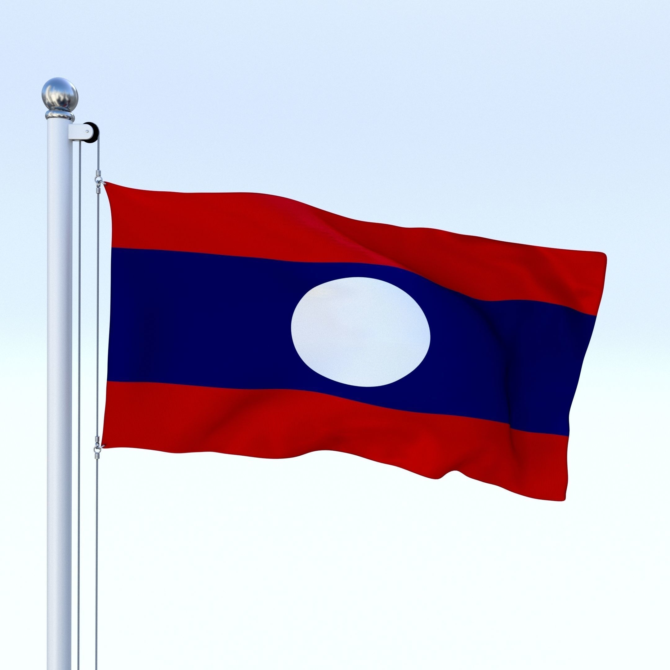 Animated Laos Flag Low-poly 3D model_11