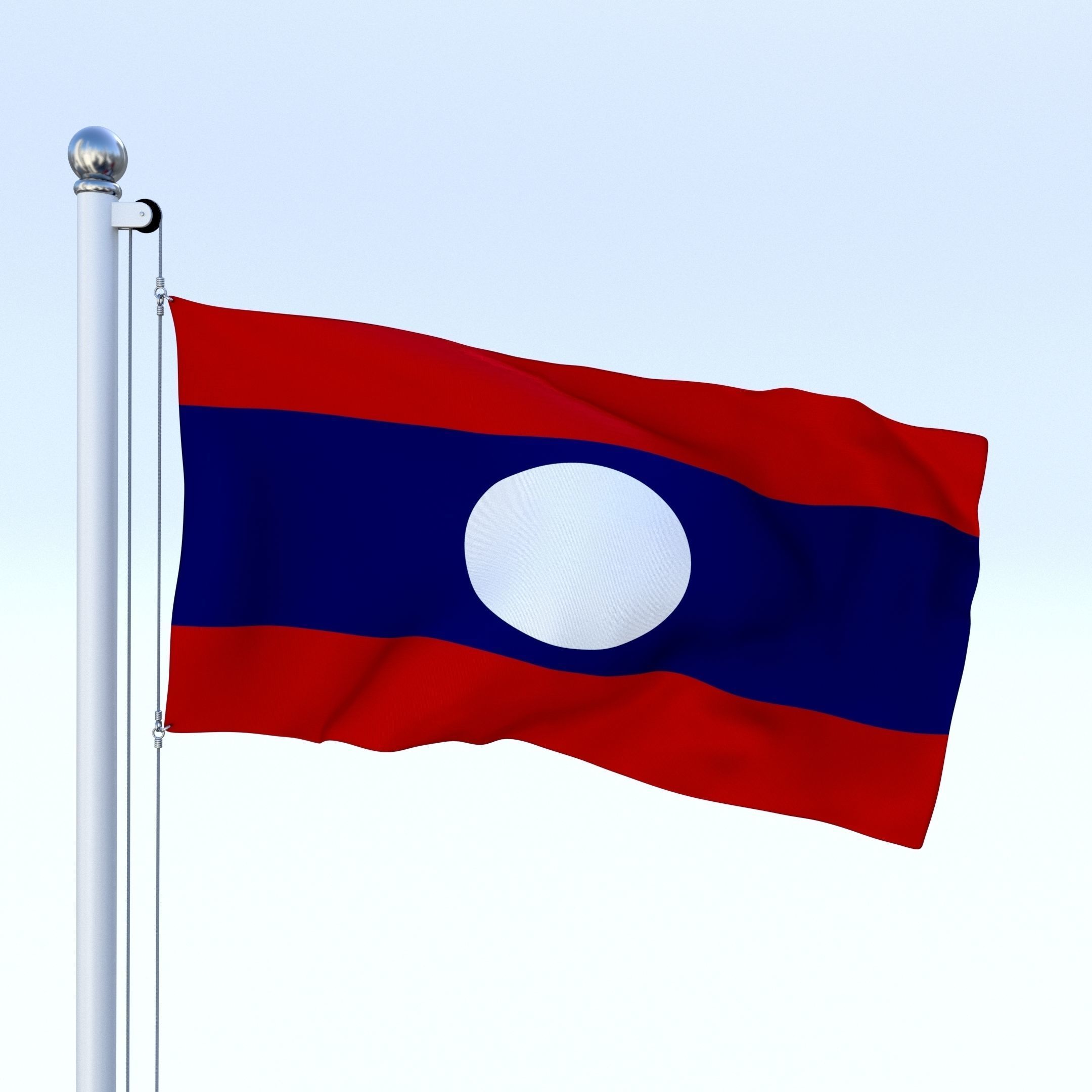 Animated Laos Flag Low-poly 3D model_4