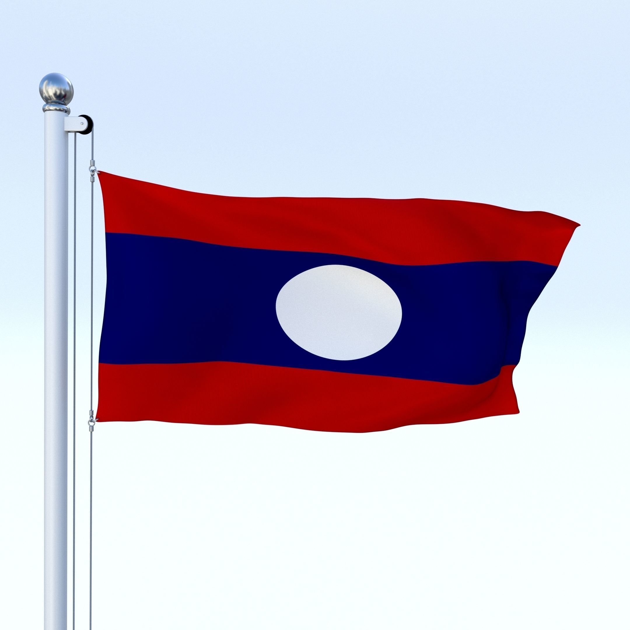 Animated Laos Flag Low-poly 3D model_16