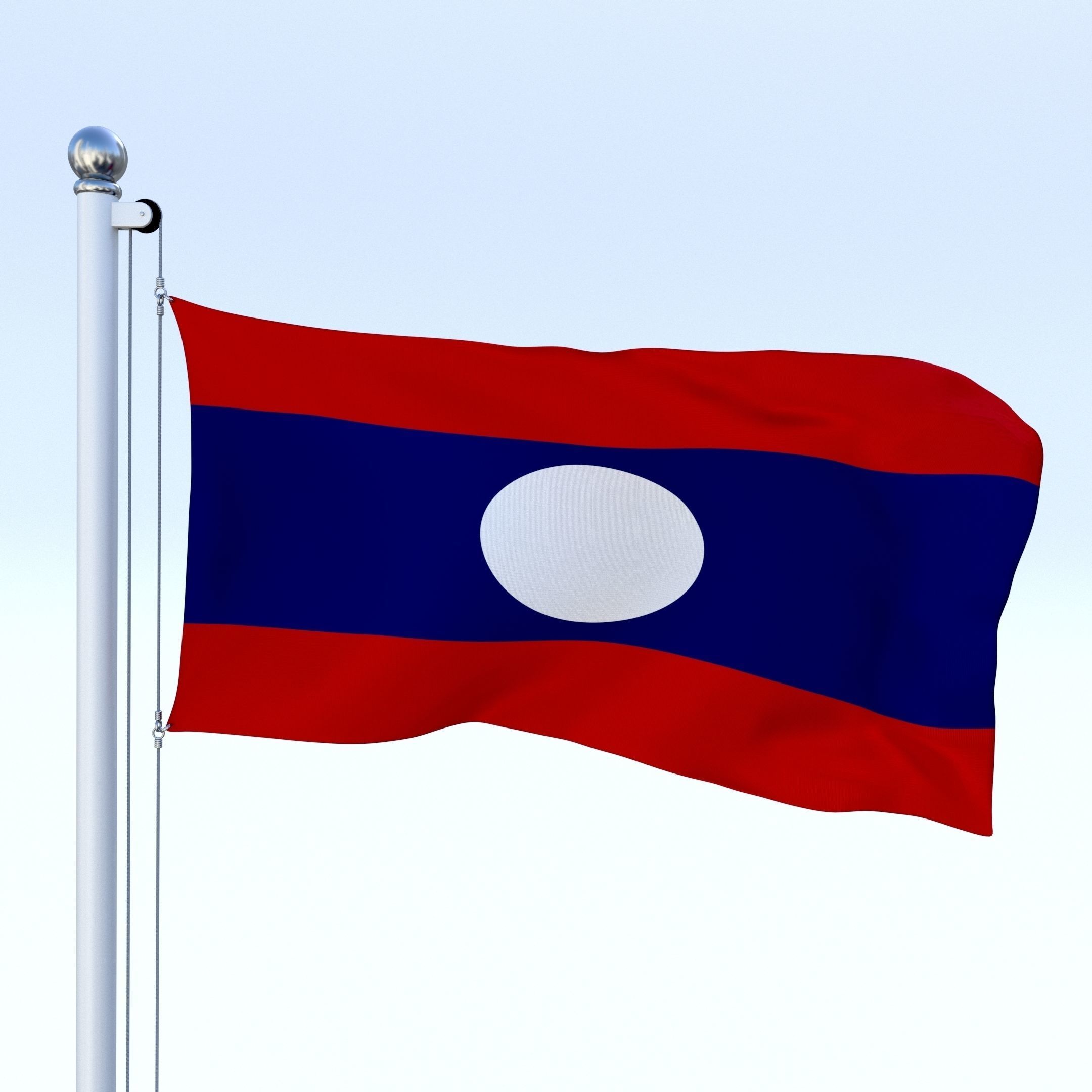 Animated Laos Flag Low-poly 3D model_5
