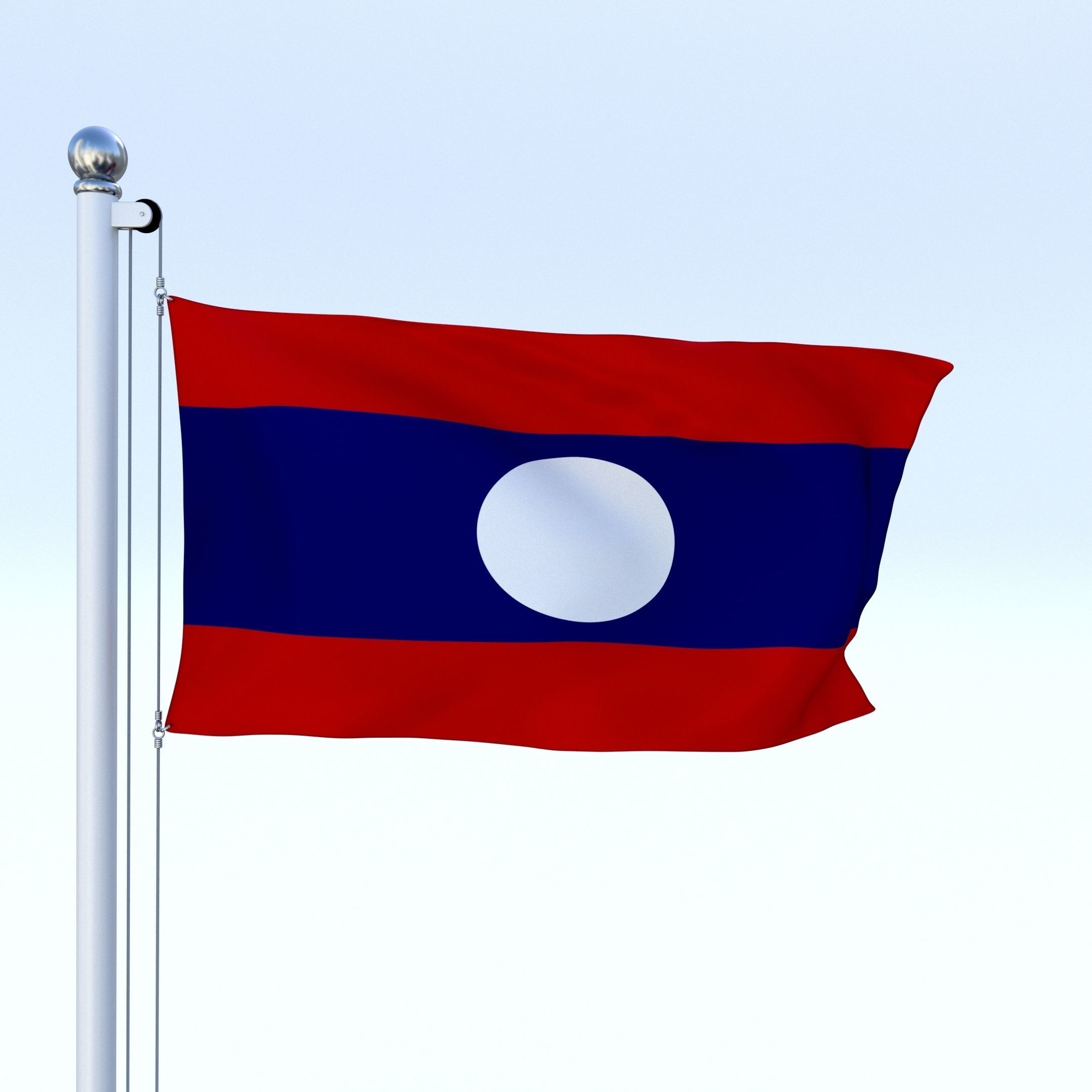 Animated Laos Flag Low-poly 3D model_3