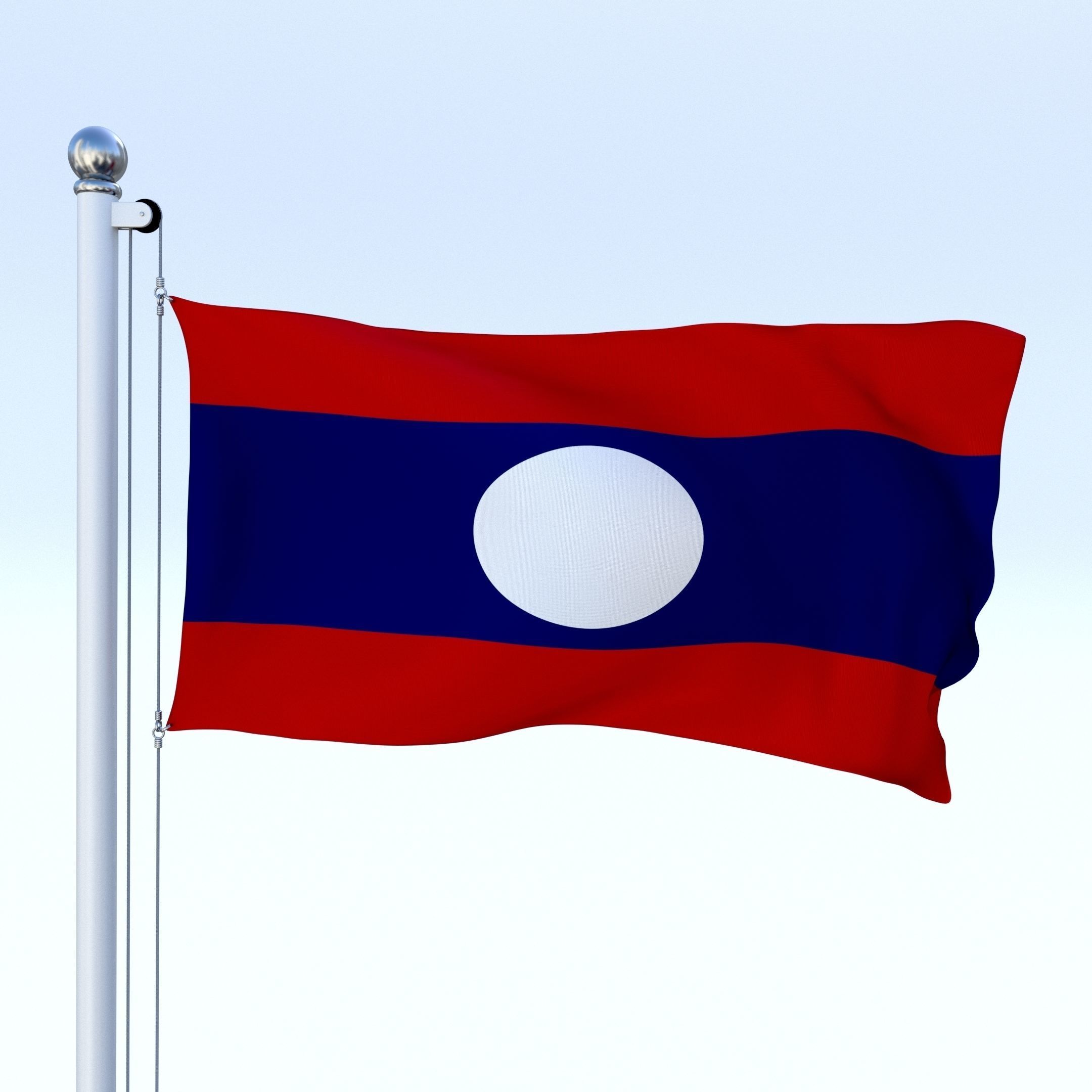 Animated Laos Flag Low-poly 3D model_26
