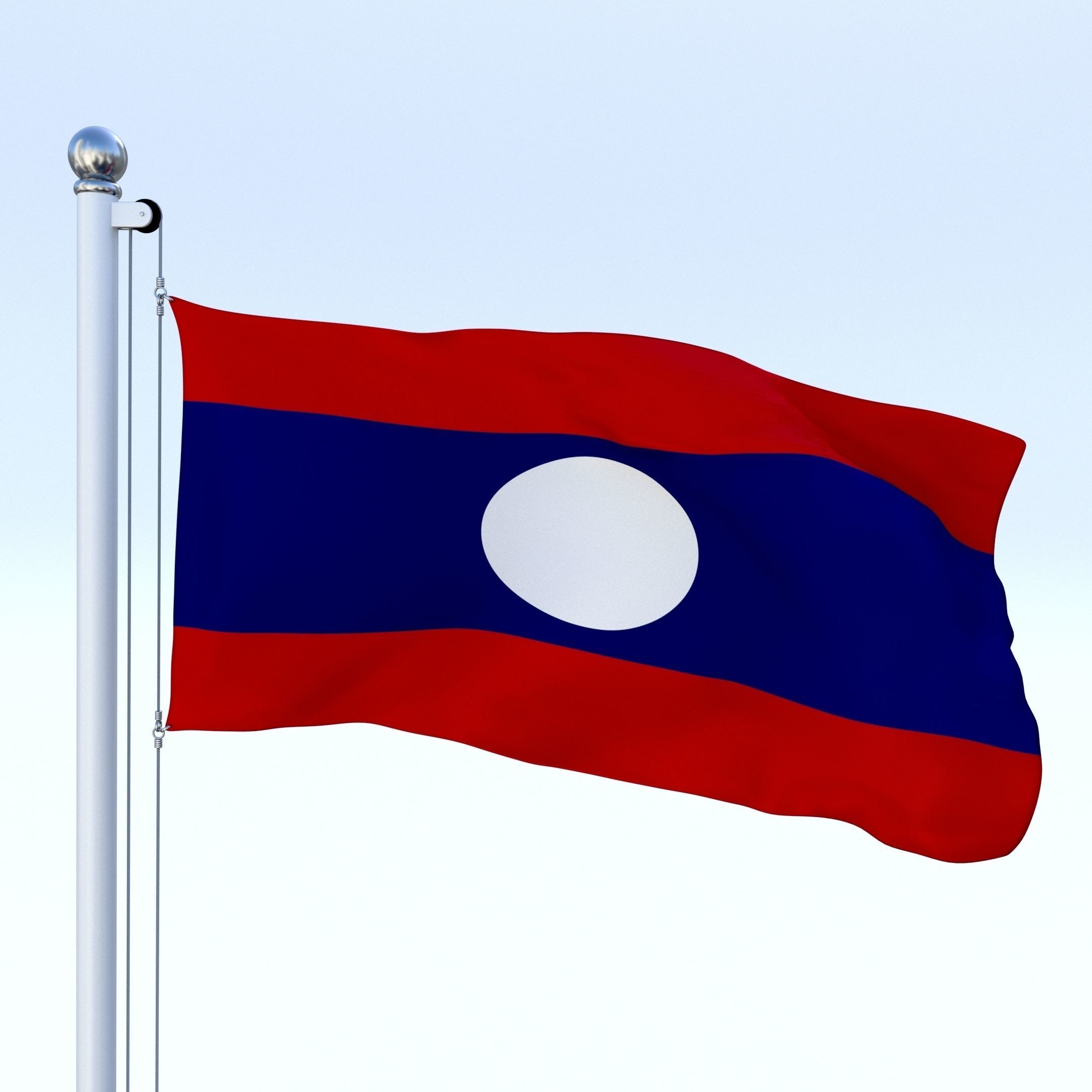 Animated Laos Flag Low-poly 3D model_12