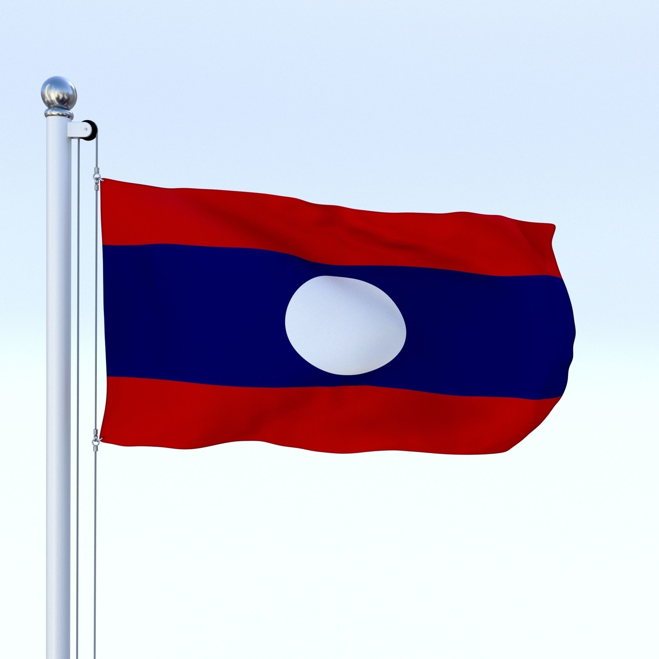 Animated Laos Flag Low-poly 3D model_17