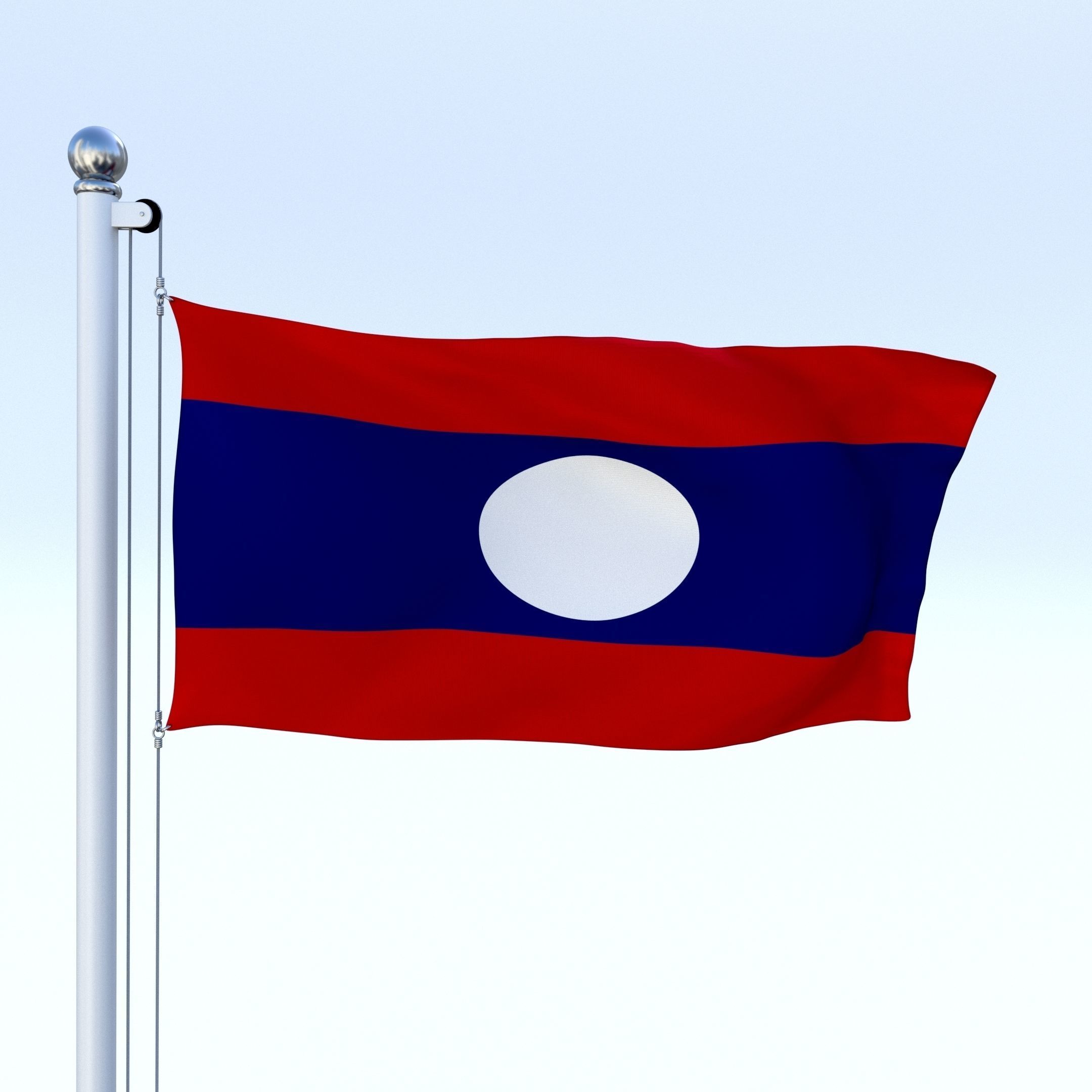Animated Laos Flag Low-poly 3D model_6