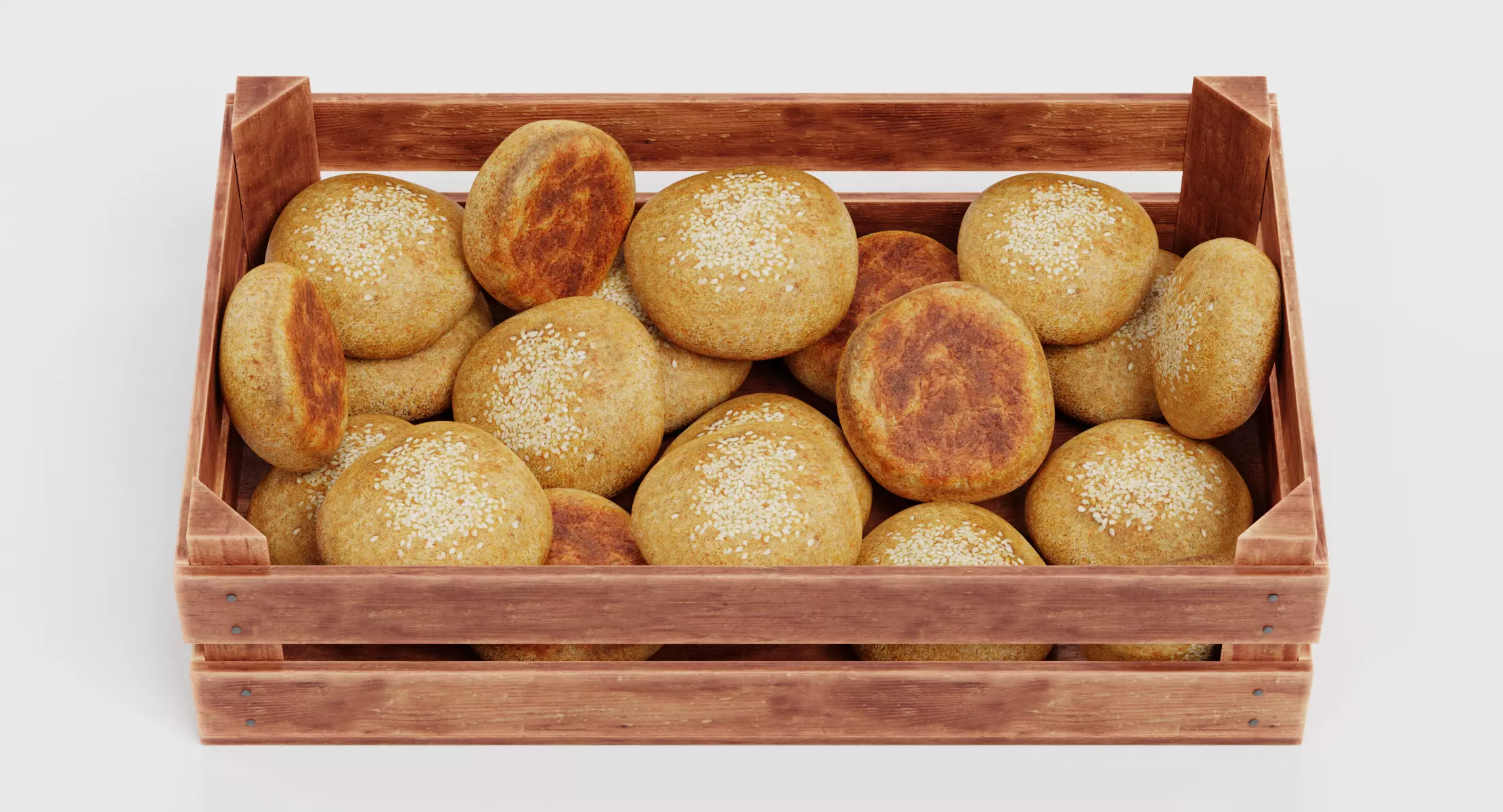Rolls in Box V1 - Filled Wooden Produce Crate 3D model