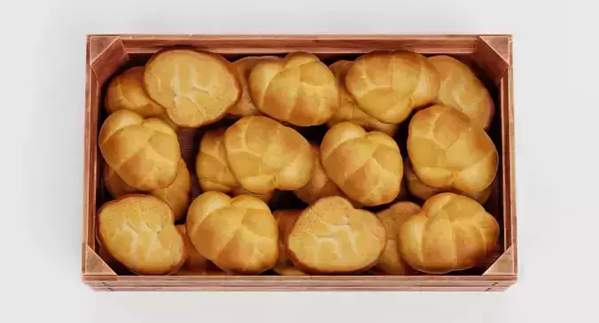 Rolls in Box V3 - Filled Wooden Produce Crate 3D model 2