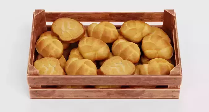 Rolls in Box V3 - Filled Wooden Produce Crate 3D model