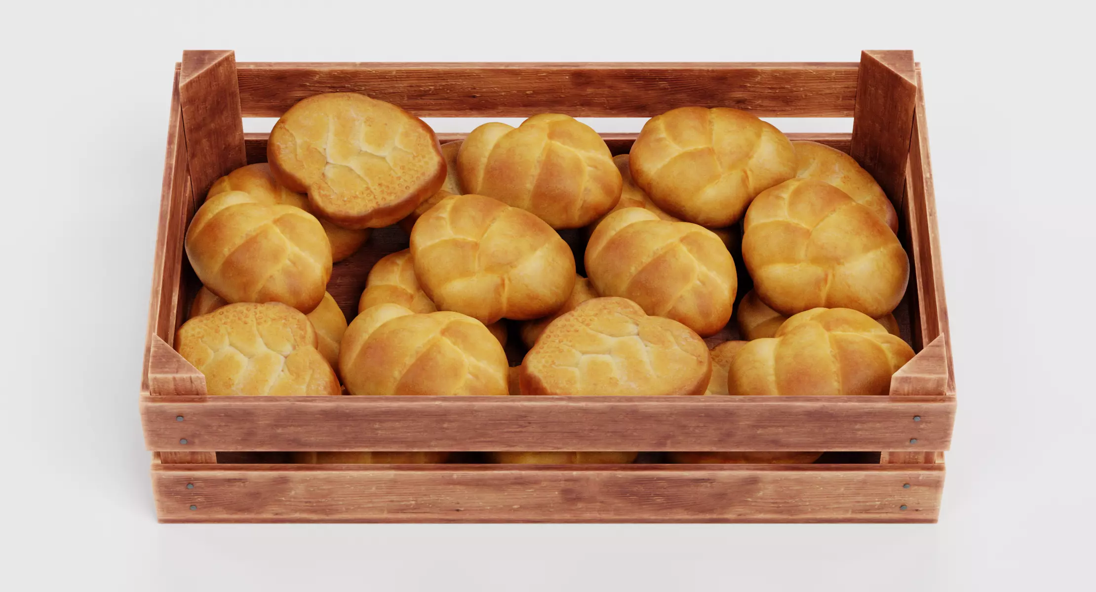 Rolls in Box V3 - Filled Wooden Produce Crate 3D model