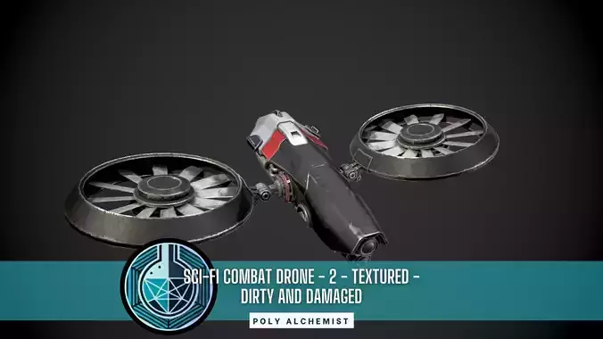 Low Poly Combat Drone - 2 - Textured - Dirty Low-poly 3D model