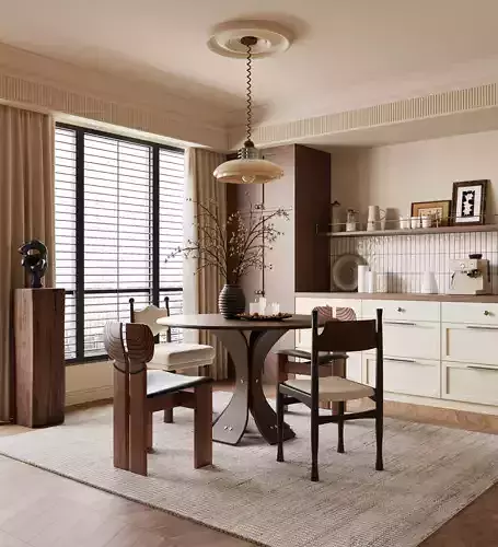 Warm Japandi Dining Room