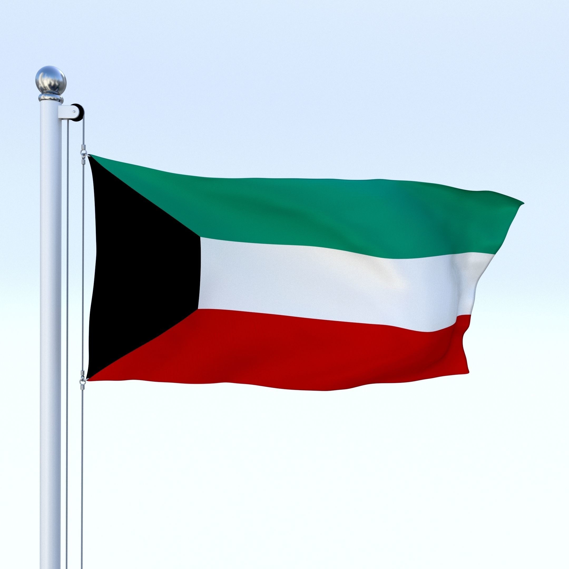 Animated Kuwait Flag Low-poly 3D model_18