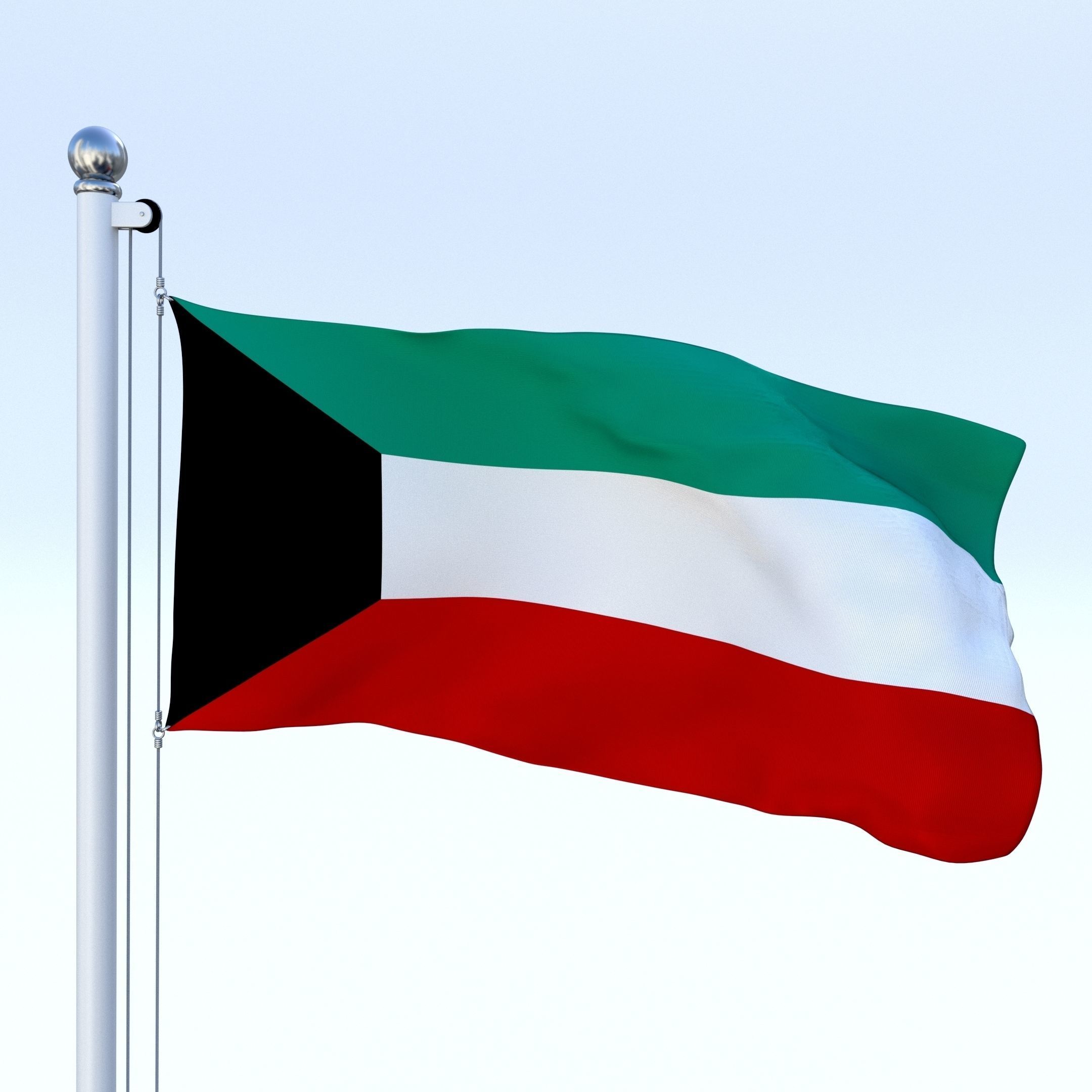 Animated Kuwait Flag Low-poly 3D model_24