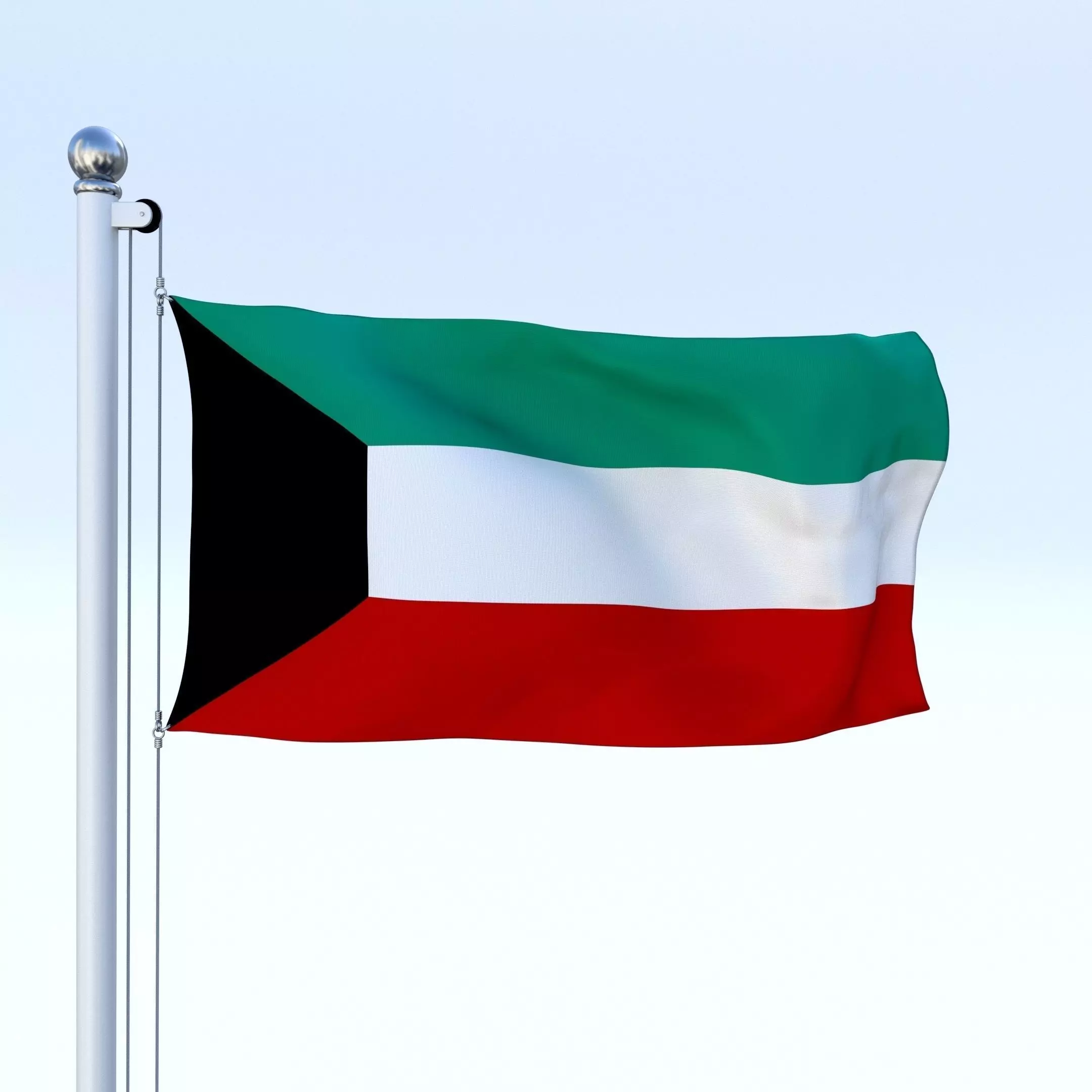 Animated Kuwait Flag Low-poly 3D model_0
