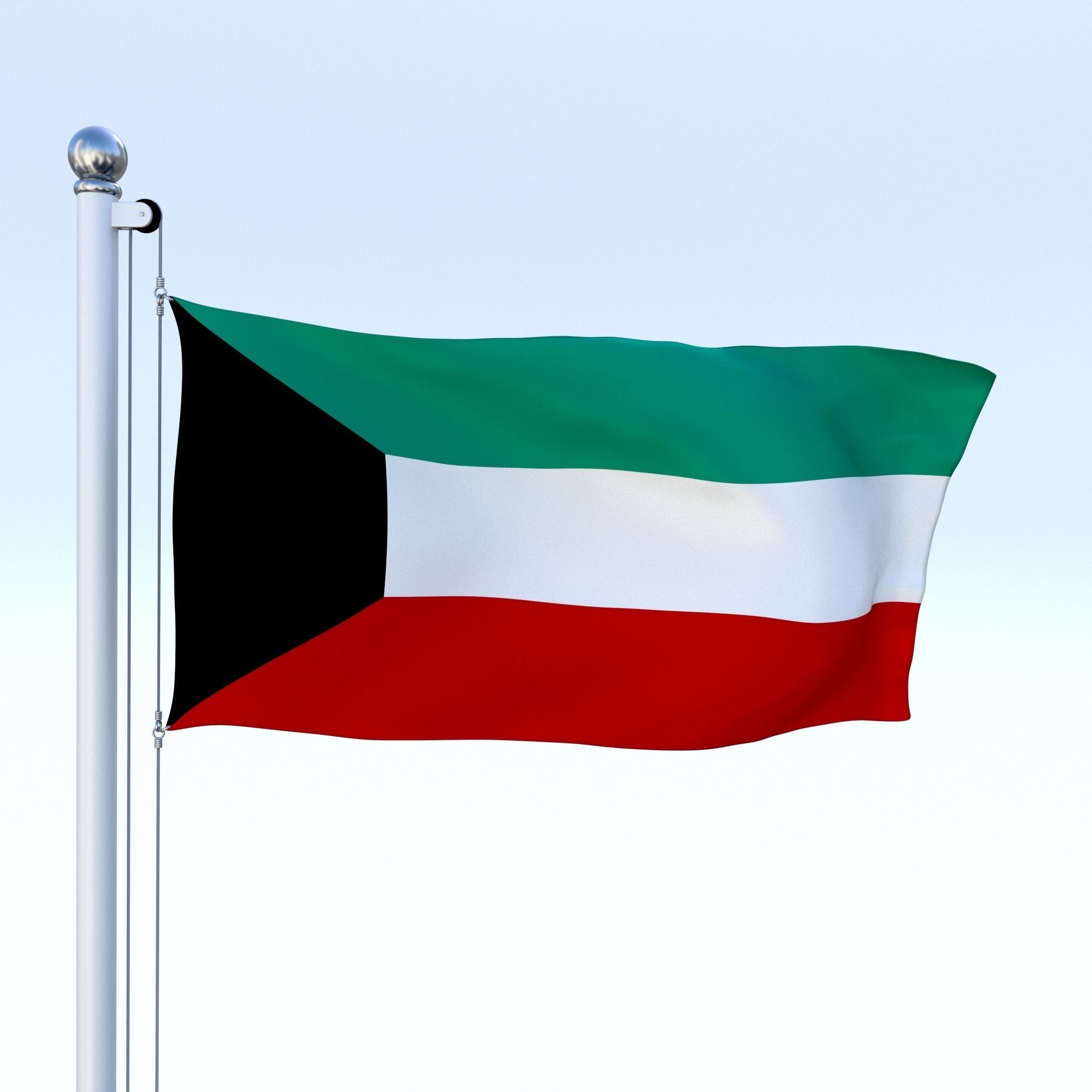 Animated Kuwait Flag Low-poly 3D model_17