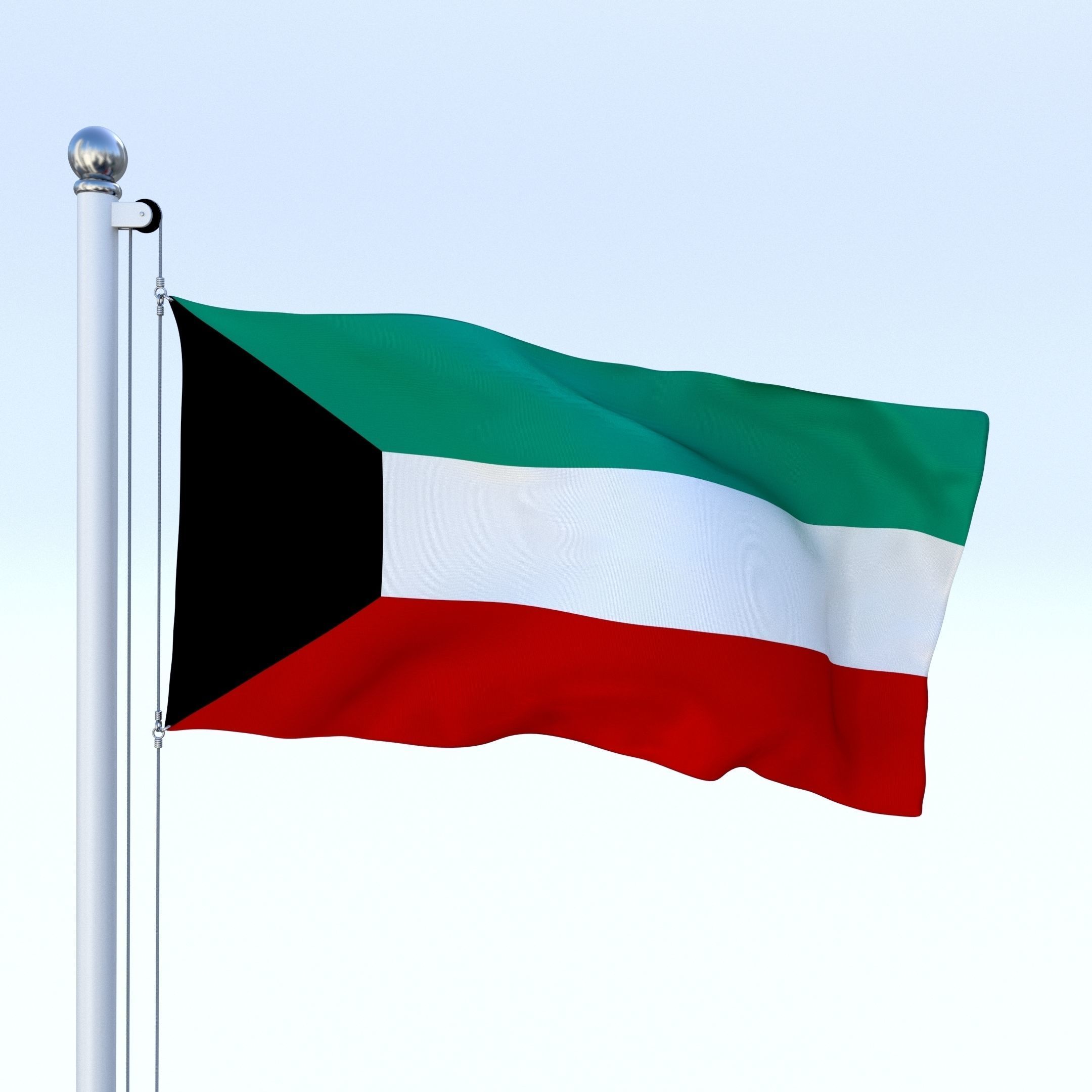 Animated Kuwait Flag Low-poly 3D model_23