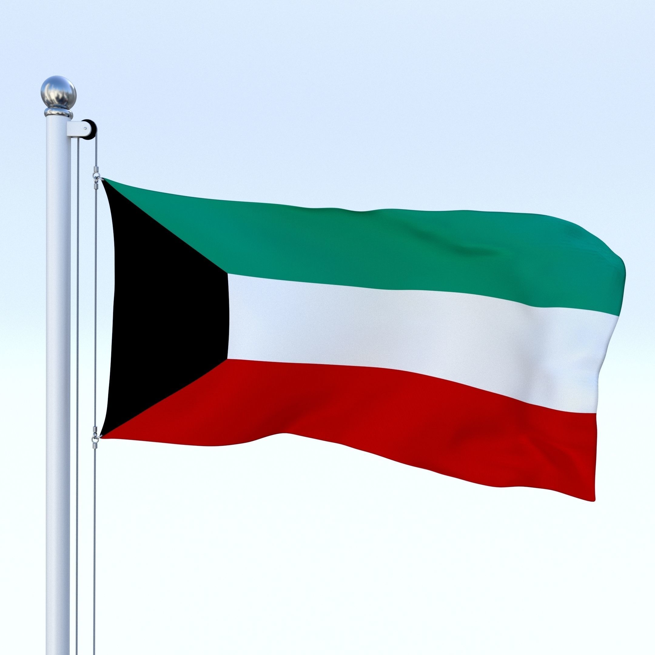 Animated Kuwait Flag Low-poly 3D model_1