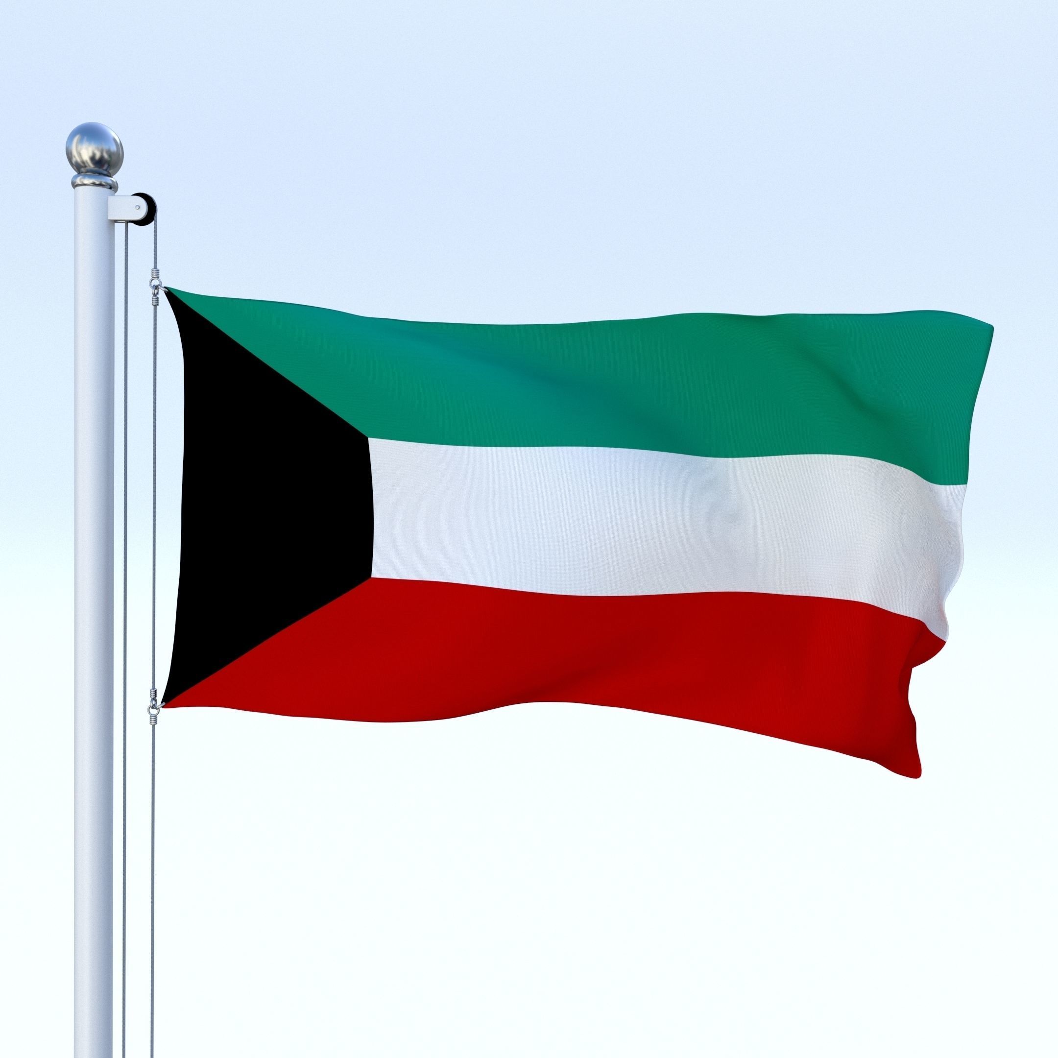 Animated Kuwait Flag Low-poly 3D model_26