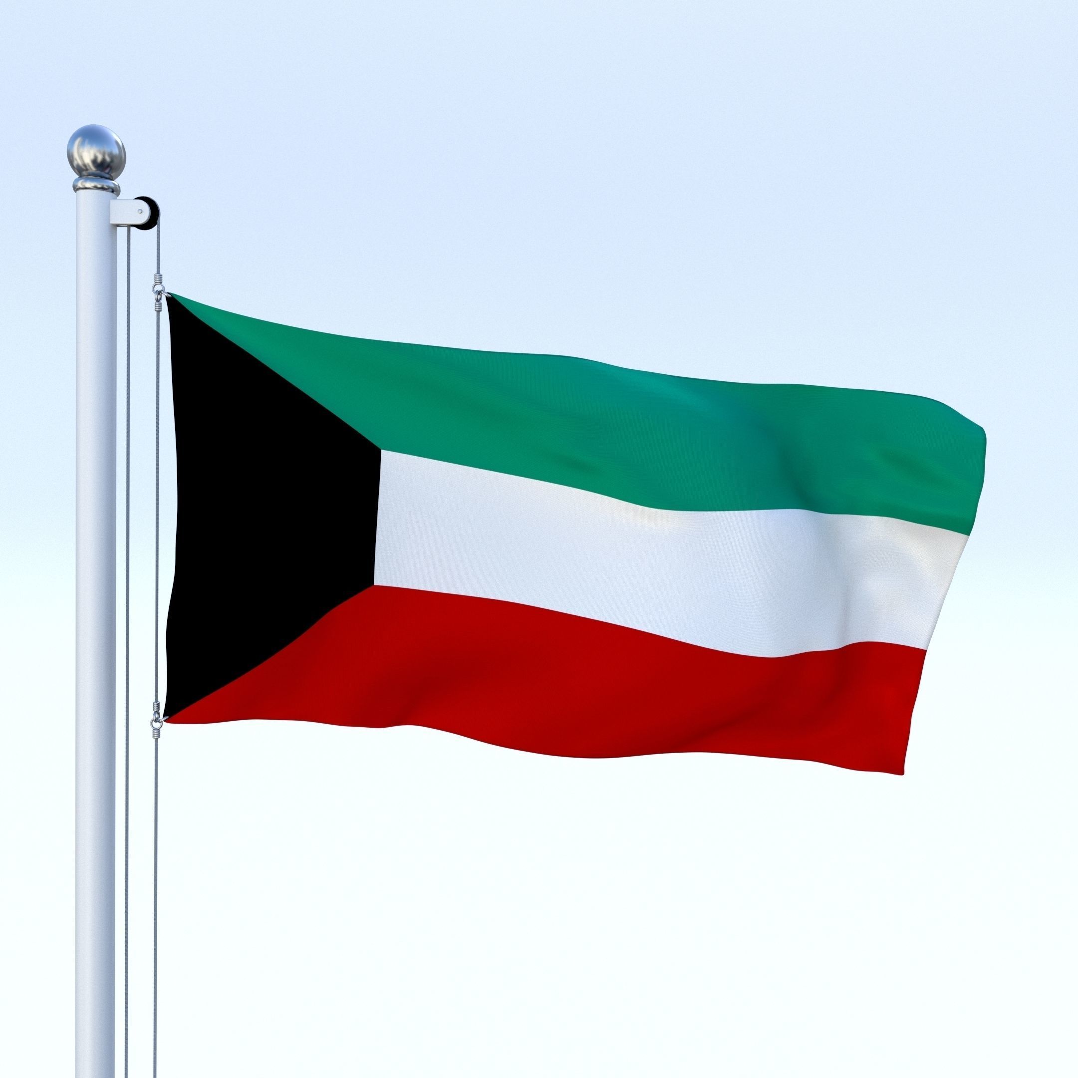 Animated Kuwait Flag Low-poly 3D model_2