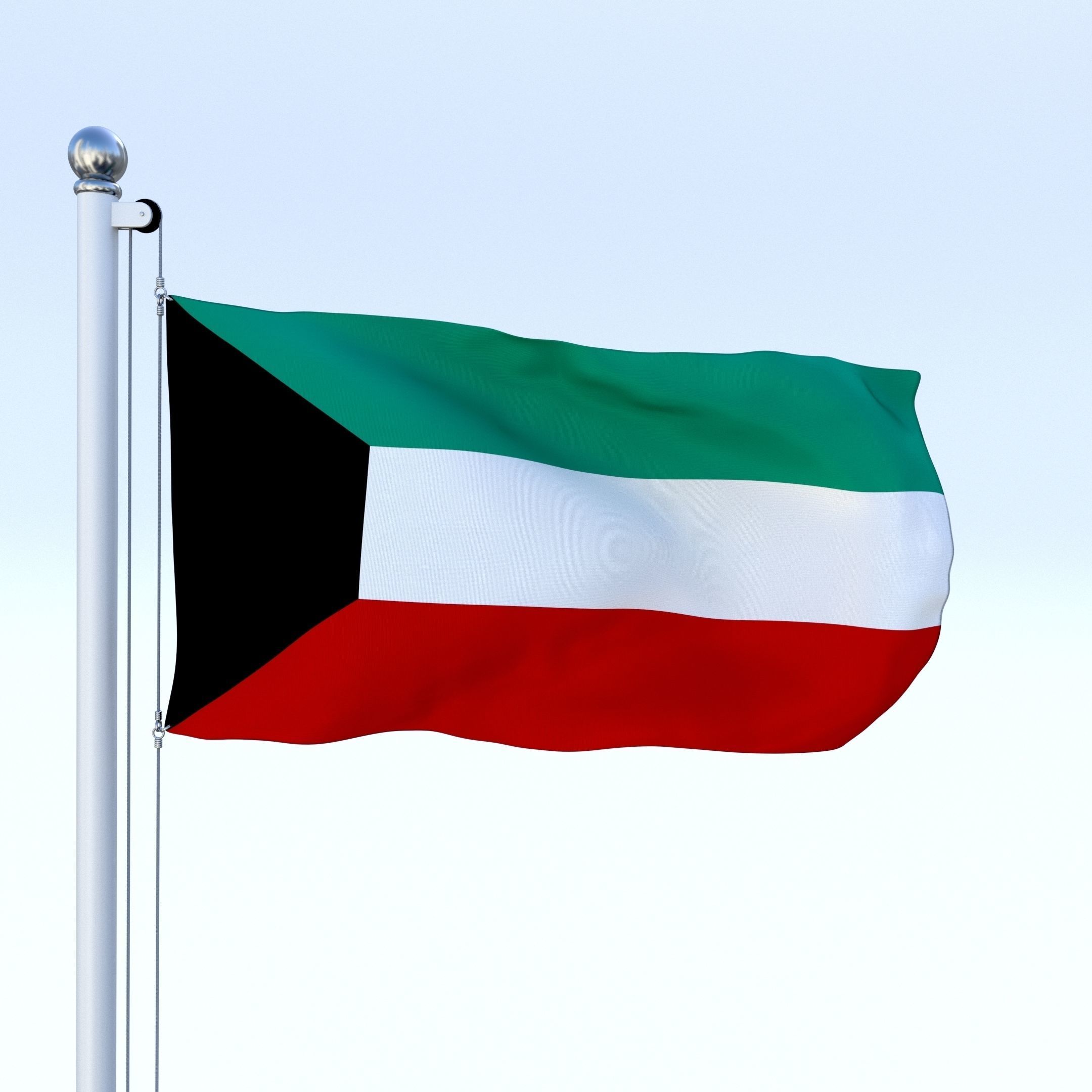 Animated Kuwait Flag Low-poly 3D model_21