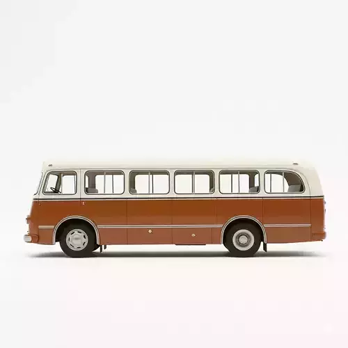 Classic Retro Bus Low-poly 3D model 3