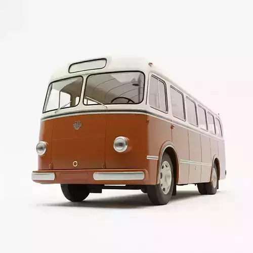 Classic Retro Bus Low-poly 3D model 4