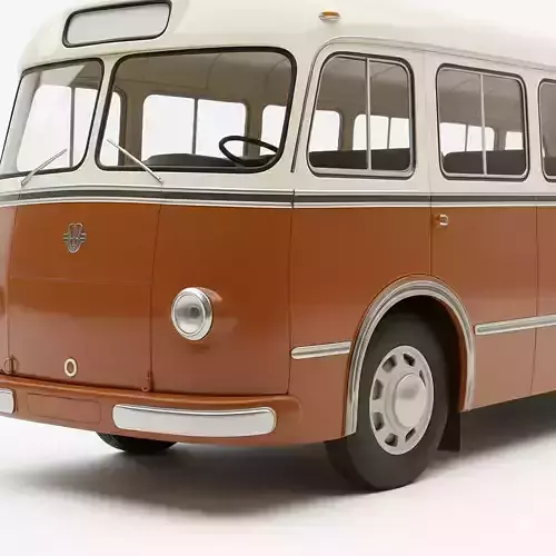 Classic Retro Bus Low-poly 3D model 2