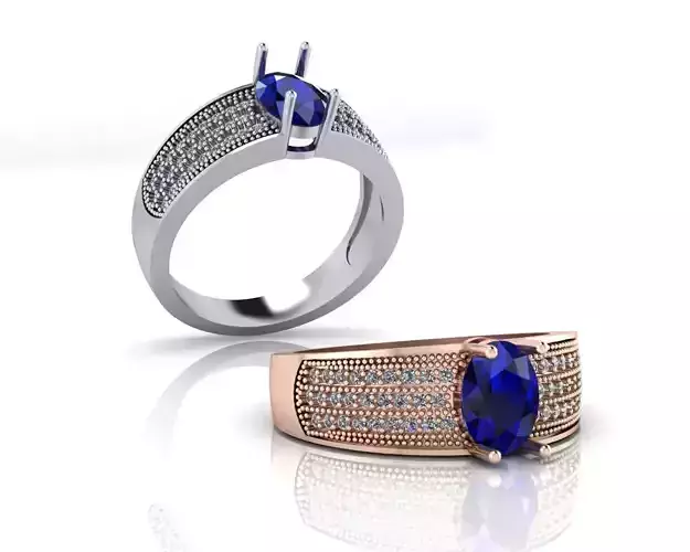 oval pave setting jewelry ring