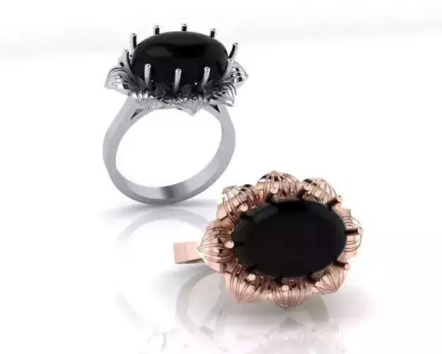 oval flower high jewelry ring