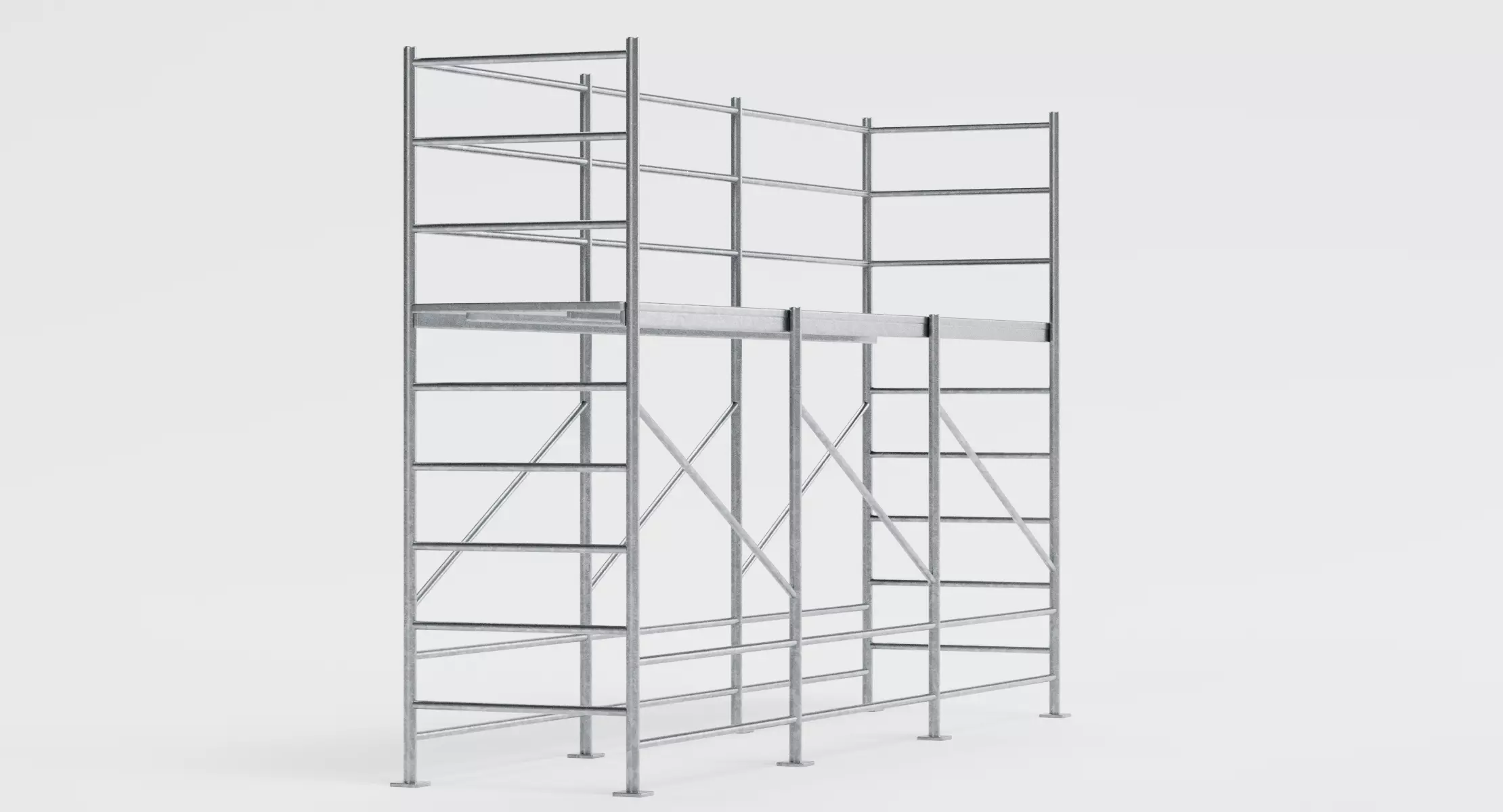 Scaffolding V7 - Multi-Level Steel Construction Frame 3D model