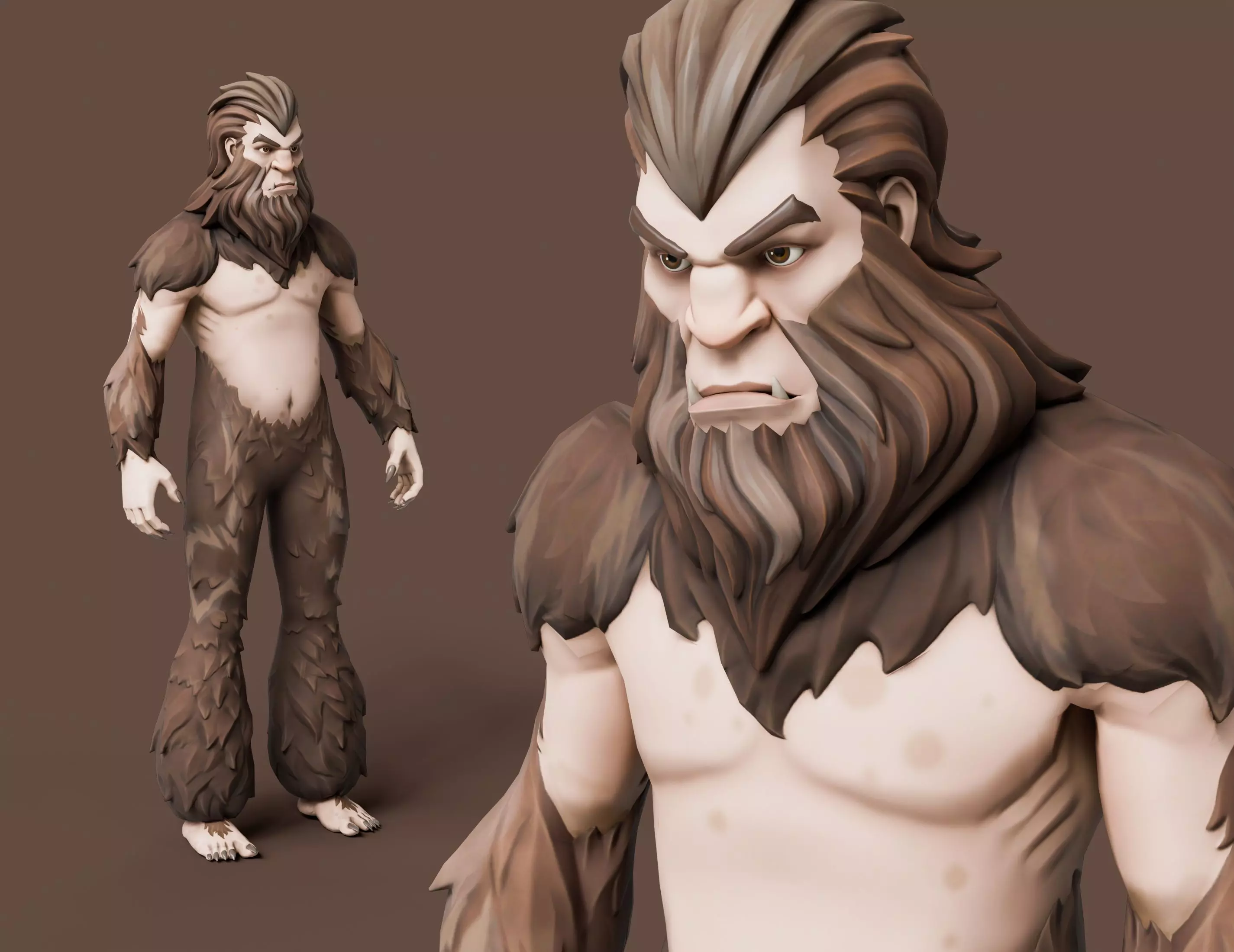 Yeti Bigfoot Low-poly Rigged 3D model