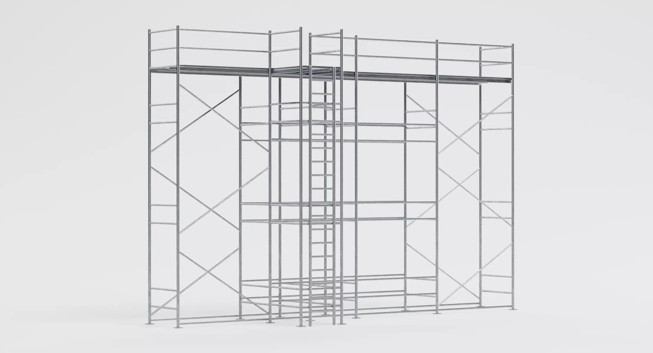 Scaffolding V9 - Multi-Level Steel Construction Frame 3D model