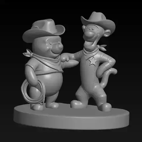 bear winnie and tigger the tiger for 3d printing