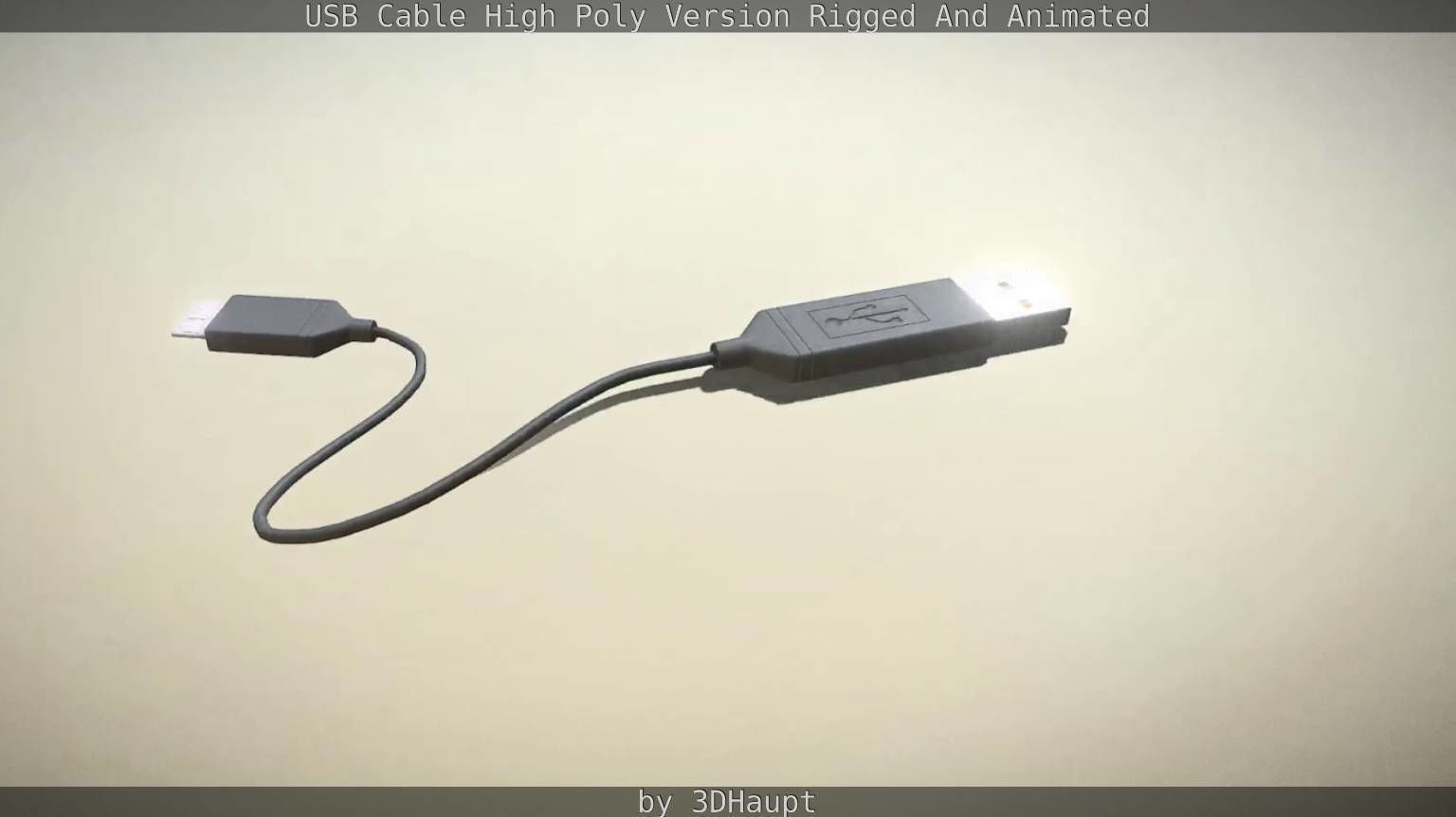 USB 3 Cable High Poly Version Rigged And Animated 3D model_67