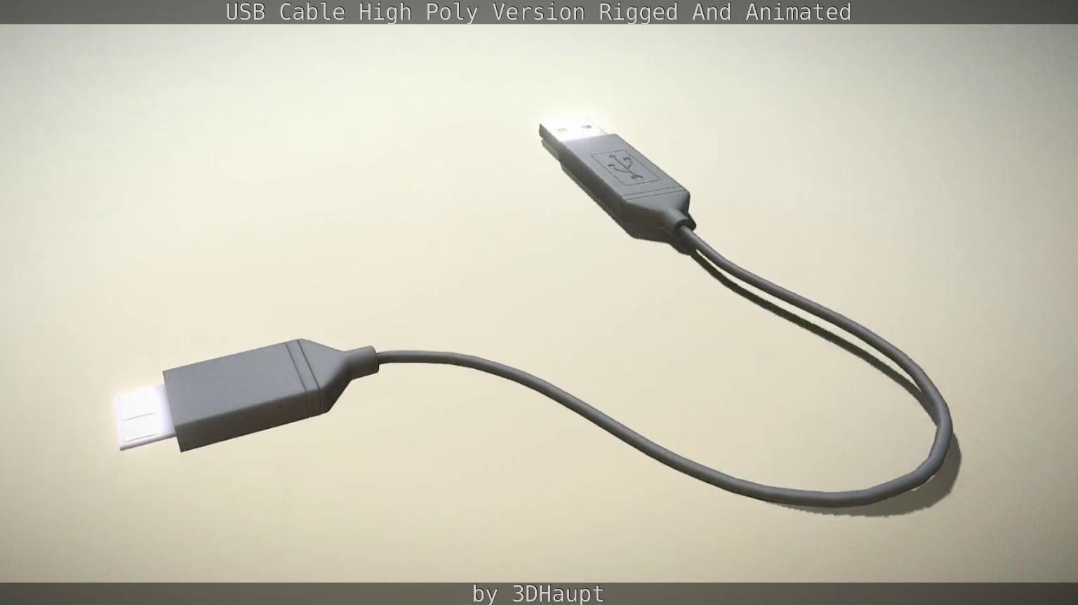 USB 3 Cable High Poly Version Rigged And Animated 3D model_60
