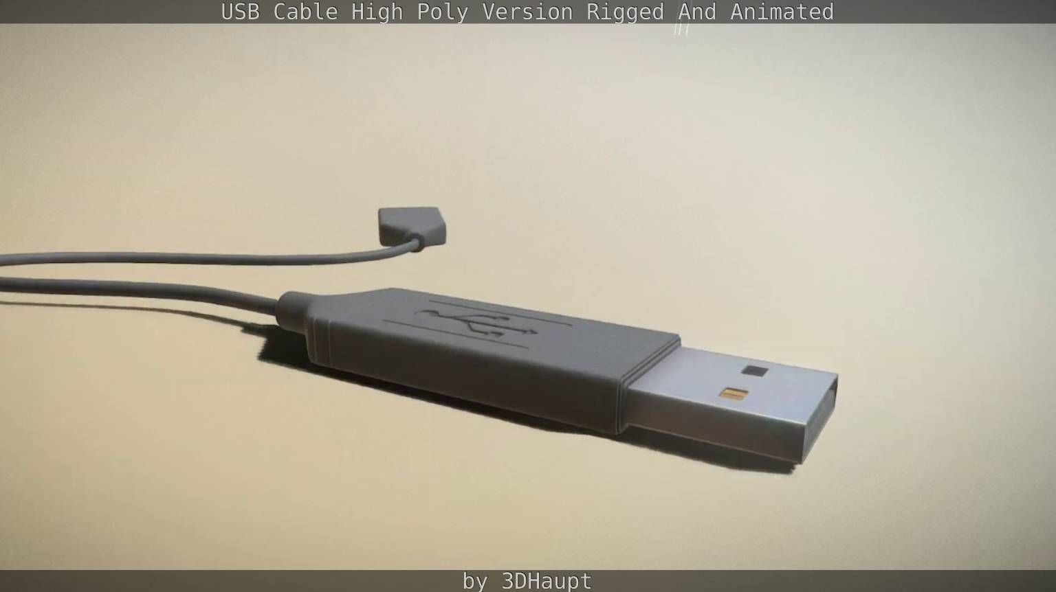 USB 3 Cable High Poly Version Rigged And Animated 3D model_104